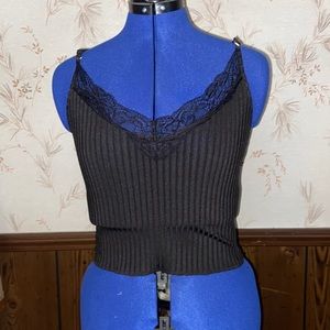 Lacey black ribbed tanktop